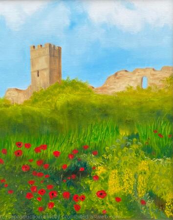 Richmond Castle from Cockpit Garden 'Poppies'