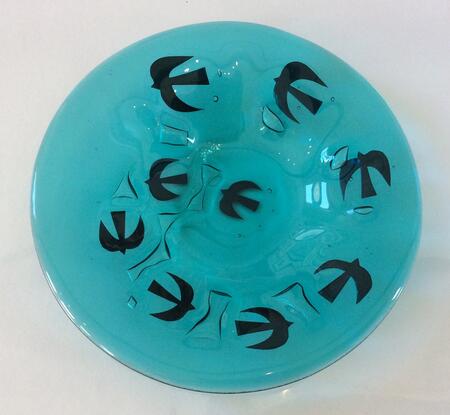 Spiral of birds shallow dish