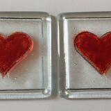 Kiln carved red heart coasters
