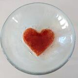 Kiln carved red heart dish