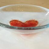 Kiln carved red heart dish...another view