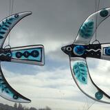 Painted and fused glass birds