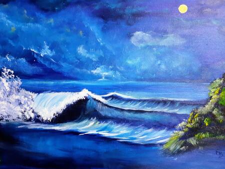 Waves at Night - 46 x 61cm - £100