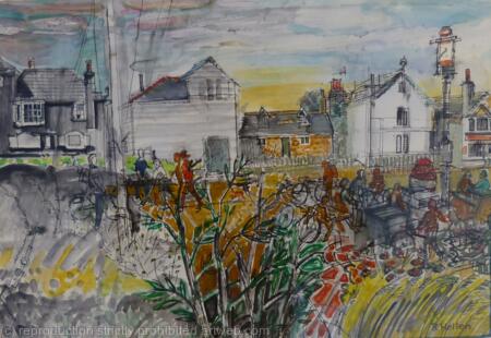 Cyclists at Rye Harbour, Sussex