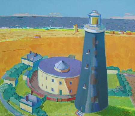 Channel Shipping Passing Dungeness Old Lighthouse