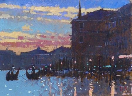 Two Gondolas, Sunset, Venice