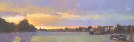 Sunset, Towards Barnes, from Hammersmith Bridge