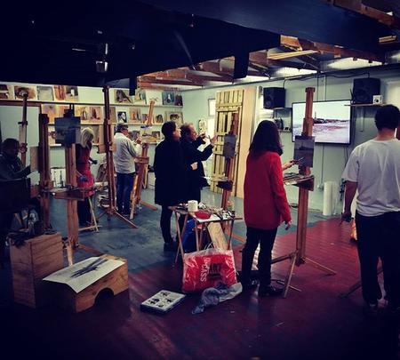 Students at Dulwich - snug on a cold winters day