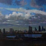 Highrise towers and the dome of St Pauls. View from Greenwich Park