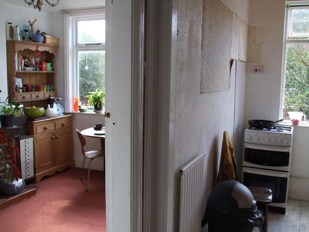Kitchen BEFORE - with wall still in place