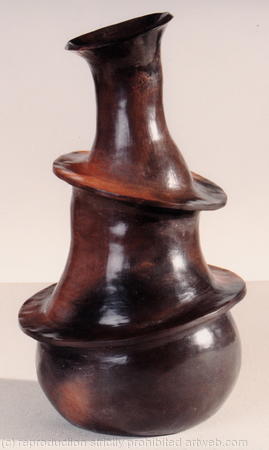 Smoke fired and burnished bottle