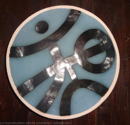 Large teal 'Blooms' bowl