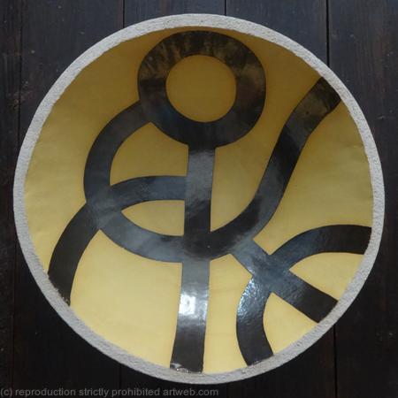 Large yellow 'Waving' bowl