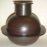 Black stoneware pot with single fin.