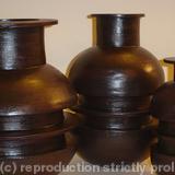 Group of black stoneware pots-Detail