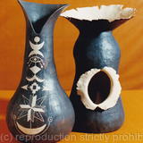 Decorated vase and exploded vessel