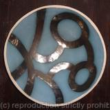Large teal 'Kissing birds' bowl
