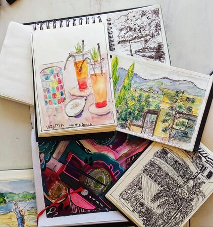 Travel with my sketchbooks
