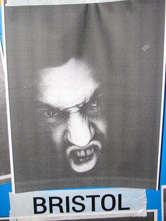 photocopy installation - Mo doin his best to look like an evil super hero! @Autonomos art exhibition old market bristol 2007