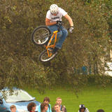 Calum skying one during the bmx jam