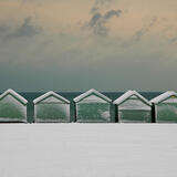 Snow on beach huts