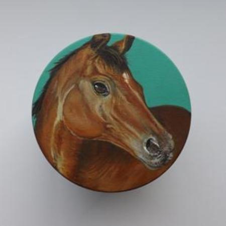 Brown Horse, miniature portrait on Box