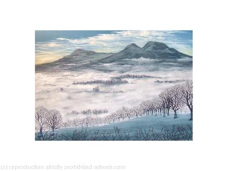 Above The Mist, The Eildons A4 print