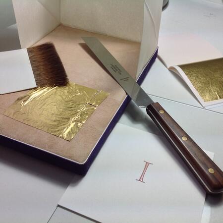 Ready to lay gold leaf on gesso
