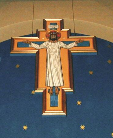 Hanging crucifix, St Boniface Church, Tooting London