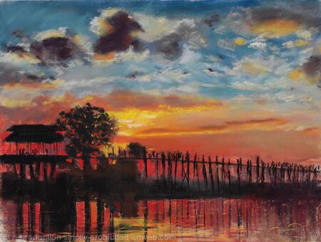 Sunset over Ubein Bridge, Mandalay