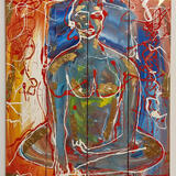 Sitting Thai Buddha Orange - Original Painting