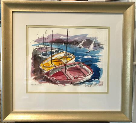 Ed Wentz, Colorful Boats, Amalfi, Watercolor 