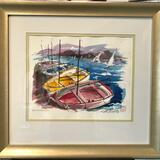 Ed Wentz, Colorful Boats, Amalfi, Watercolor 
