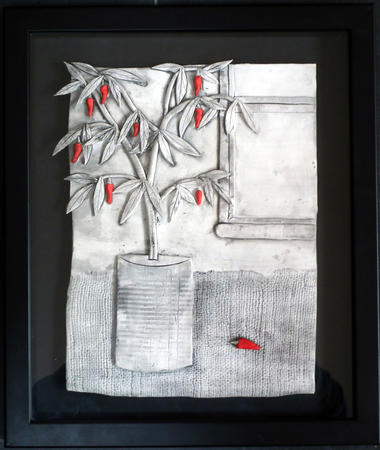 small chilli picture in black frame