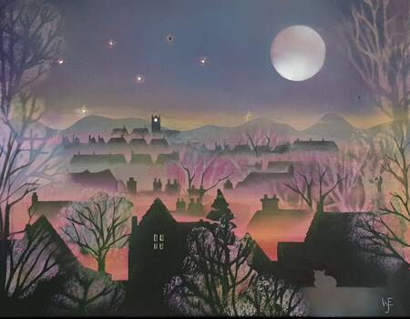 Moonlit village 