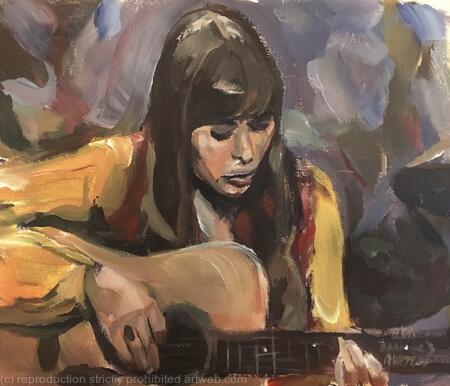 Original painting of Joni Mitchell Outside