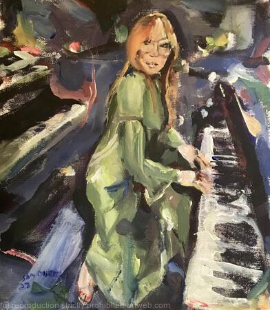 Original painting of Tori Amos Green dress 2