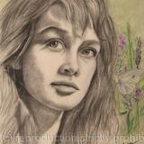 Brigitte Bardot with butterfly and lavender