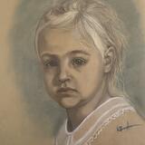 Little girl with blonde hair and blue eyes