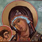 Theotokos Hodegetria,  Egg Tempera, 24K Gold Leaf on Clayboard, July 2025 Houston