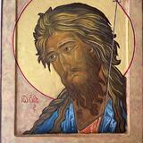St John the Baptist, on traditional 1 inch thick icon board, with 24 carat gold halo, painted in January 2026