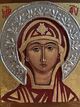 Theotokos, Acrylic, gold leaf and pewter on gesso birch plywood board, 2017 Houston
