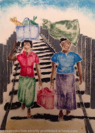 Women Crossing Ubein Bridge, Amarapura