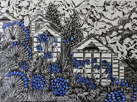 Agapanthus and Beach Huts