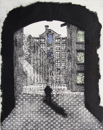 Lonely Figure and Warehouses