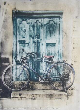 Old Green Door and Bicycle