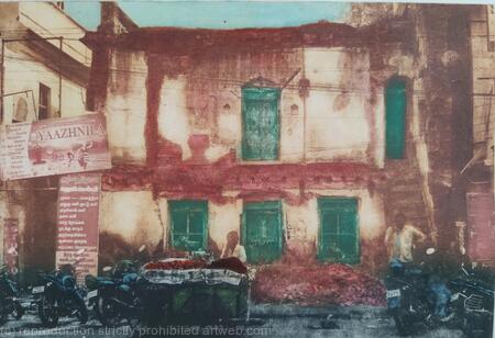 Crumbling Building and Fruit Seller, Trichy