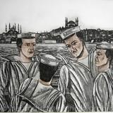 Sailors on a ferry on the Bosphorus, Istanbul