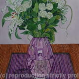 Lilies and Roses in a Purple Vase