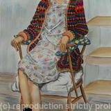 Evie in a Harlequin Cardigan